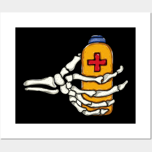 Skull hand grab medicine Posters and Art